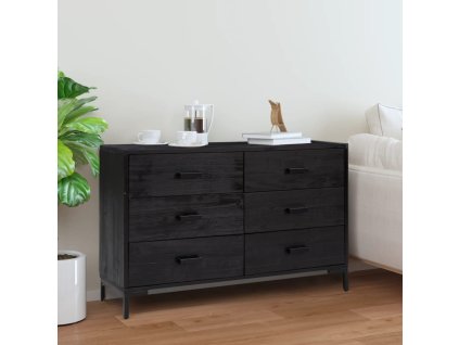 Příborník černý 110 x 35 x 70 cm masivní borové dřevo