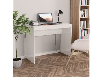 Psací stůl bílý s vysokým leskem 90x40x72 cm kompozitní dřevo