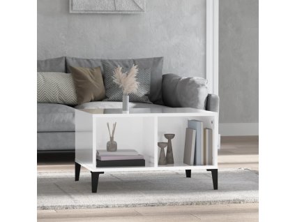 Konferenční stolek bílý s leskem 60x50x36,5 cm kompozitní dřevo