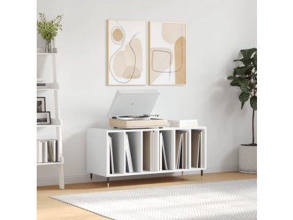 Skříňka na LP desky lesklá bílá 100x38x48 cm kompozitní dřevo