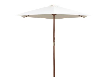 Slunečník 270 x 270 cm s dřevěnou tyčí krémově bílý
