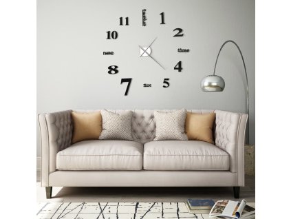 3D Nástěnné hodiny s moderním designem 100 cm XXL černé