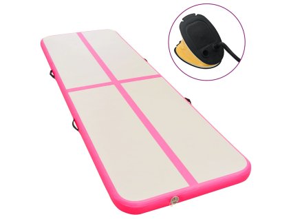 Nafukovací cvičební podložka s pumpou 300x100x10 cm PVC růžová