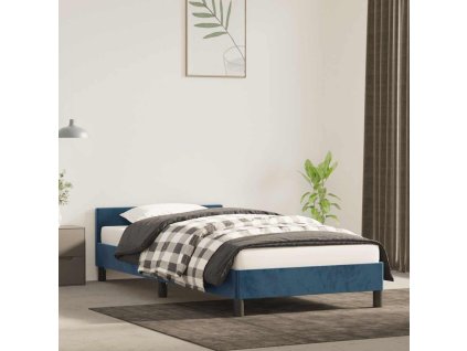 Rám postele bez matrace tmavě modrý 100x200 cm samet