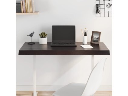 Stolní deska tmavě hnědá 100x60x(2-6)cm ošetřený dub živá hrana