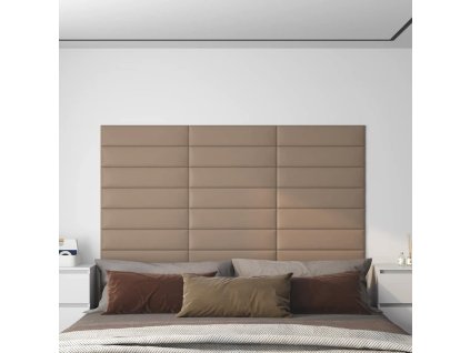 Nástěnné panely 12 ks cappuccino 60 x 15 cm umělá kůže 1,08 m²