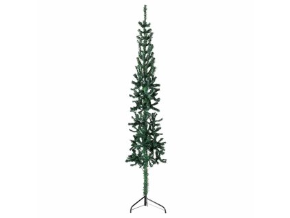 Úzký umělý poloviční vánoční stromek se stojanem zelený 240 cm