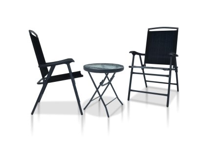3dílný bistro set černý ocel
