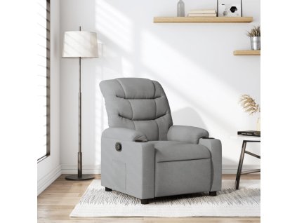 Polohovací křeslo světle šedé textil