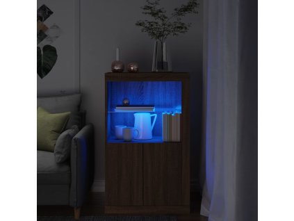 Odkládací skříňka s LED osvětlením hnědý dub kompozitní dřevo