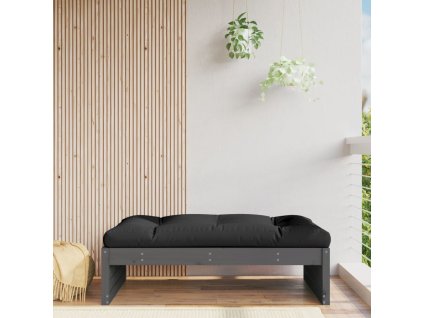 Zahradní podnožka šedá 120 x 80 cm masivní borové dřevo