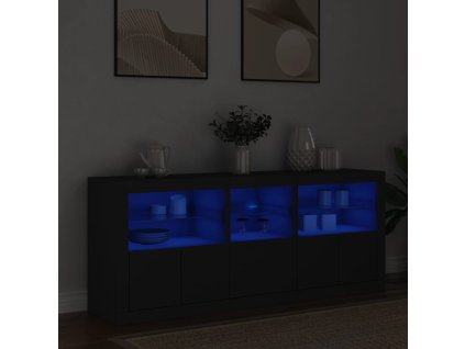 Příborník s LED osvětlením černý 162 x 37 x 67 cm