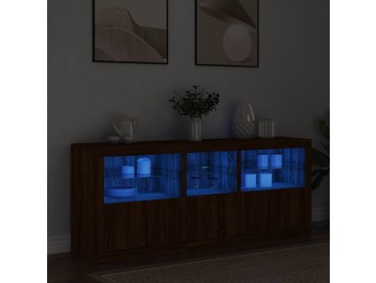 Příborník s LED osvětlením hnědý dub 162 x 37 x 67 cm