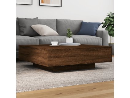 Konferenční stolek s LED osvětlením hnědý dub 100 x 100 x 31 cm