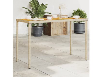 Zahradní stůl s akáciovou deskou béžový 115x54x74 cm polyratan