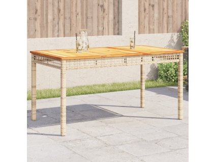 Zahradní stůl béžový 140 x 80 x 75 cm polyratan akáciové dřevo