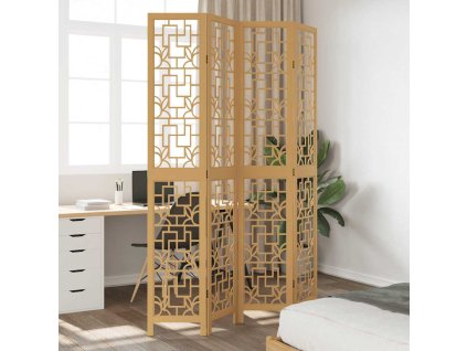 Paraván 4dílný hnědý masivní dřevo pavlovnie