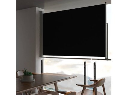 Terasová zatahovací boční markýza 160 x 300 cm černá
