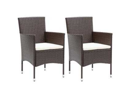 Zahradní jídelní židle 2 ks polyratan hnědé