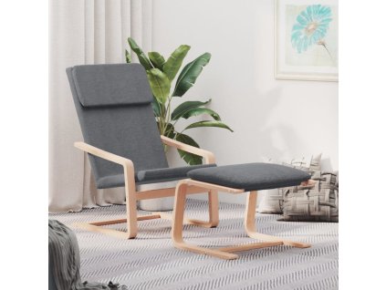 Relaxační křeslo s podnožkou tmavě šedé textil