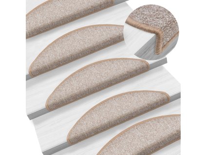 Schodové rohože 15 ks 56 x 17 x 3 cm světle hnědé půlkulaté