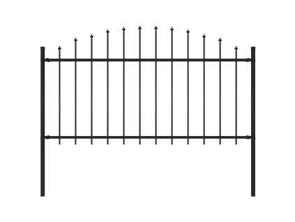 Zahradní plot s kopím nahoře ocelový 181 x 150 cm černý
