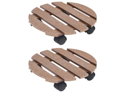 Vozíky pod květináč 2 ks hnědé Ø 30 x 7,5 cm WPC