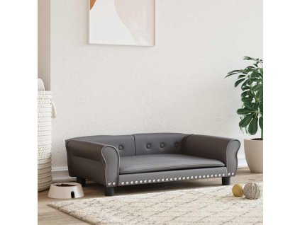Pelíšek pro psy šedý 95 x 55 x 30 cm umělá kůže