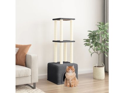 Škrabadlo pro kočky se sisalovými sloupky tmavě šedé 133,5 cm