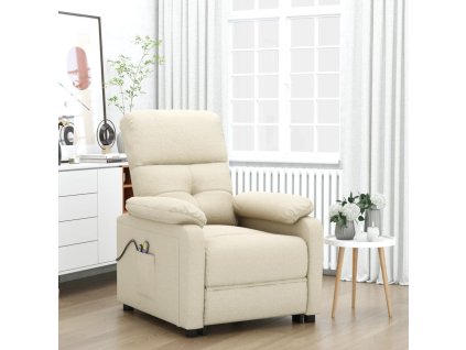 Elektrické masážní křeslo krémové textil
