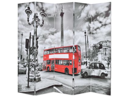 Skládací paraván 200 x 170 cm Londýnský autobus černobílý