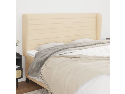 Čelo postele typu ušák krémové 203x23x118/128 cm textil