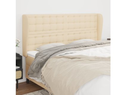 Čelo postele typu ušák krémové 183x23x118/128 cm textil