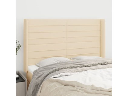 Čelo postele typu ušák krémové 147x16x118/128 cm textil