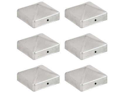 Krytky na plotové sloupky stříška 6 ks pozinkovaný kov 71x71 mm