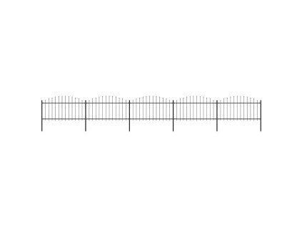 Zahradní plot s kopím nahoře ocelový 892,5 x 150 cm černý