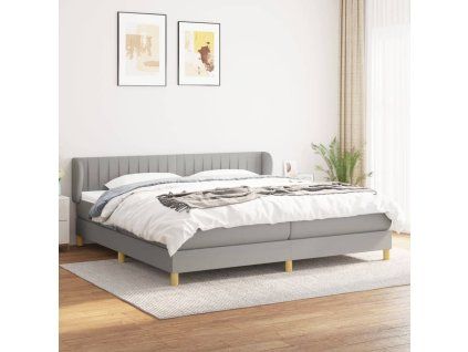 Box spring postel s matrací světle šedá 200 x 200 cm textil