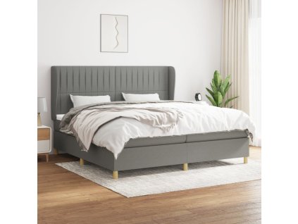 Box spring postel s matrací tmavě šedá 200x200 cm textil