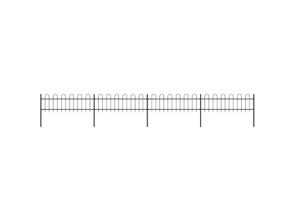 Zahradní plot s obloukem nahoře ocelový 714,5 x 60 cm černý