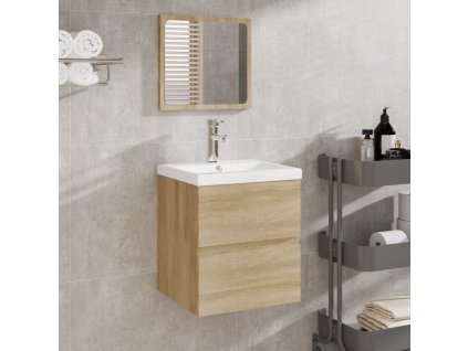 Koupelnová skříňka s umyvadlem a zrcadlem dub sonoma