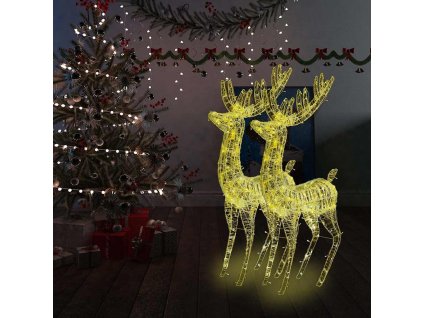 XXL Akryloví vánoční sobi s 250 teplými bílými LED 2 ks 180 cm