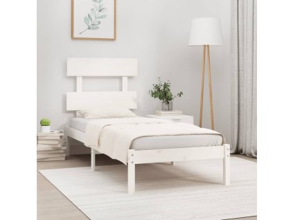 Rám postele bílý masivní dřevo 90 x 190 cm jednolůžko