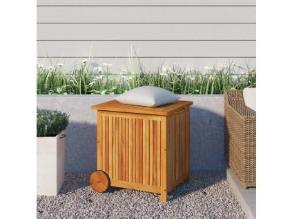 Zahradní úložný box s kolečky 60 x 50 x 58 cm masivní akácie
