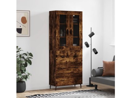 Skříň highboard kouřový dub 69,5 x 34 x 180 cm kompozitní dřevo