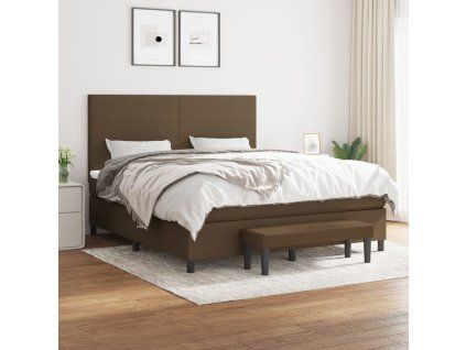 Box spring postel s matrací tmavě hnědá 160x200 cm textil