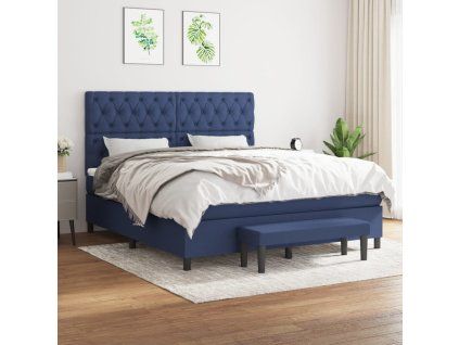 Box spring postel s matrací modrá 160x200 cm textil
