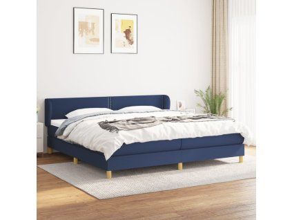 Box spring postel s matrací modrá 200x200 cm textil