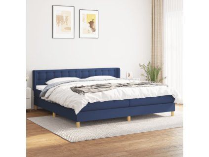 Box spring postel s matrací modrá 200x200 cm textil