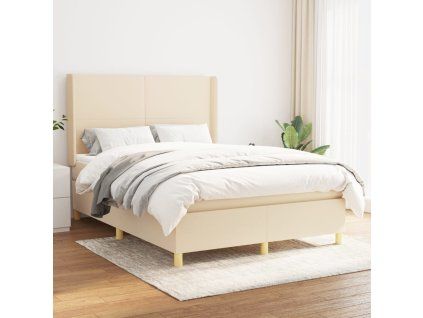 Box spring postel s matrací krémová 140x200 cm textil