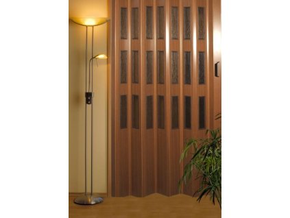 Plastové shrnovací dveře - imitace dřeva, výška na míru 201-250cm